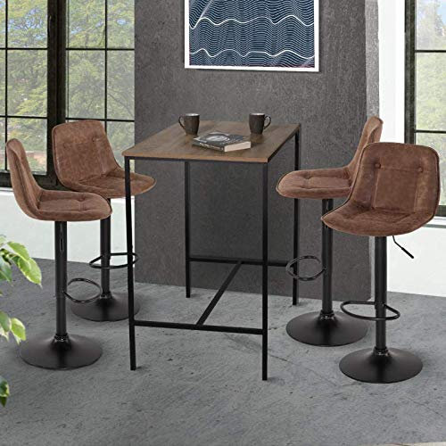 IDMarket - Lot de 4 tabourets de Bar Denver Marron Vintage