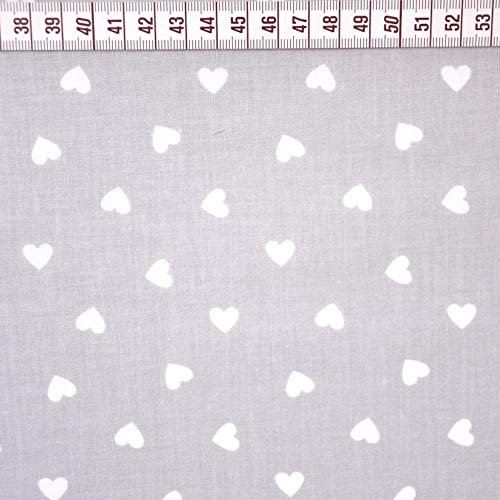 Pingianer 11,99€/m Herz Herzen 100% Baumwolle Baumwollstoff Kinder Meterware Handwerken Nähen Stoff (Herz Grau weiß klein, 100x160cm (11,99€/m))