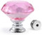 CZC HOME 10pcs 30mm Crystal Glass Door Drawer Knobs Diamond Cut Drawer Handles with 3 Sizes Screws for Cupboard Cabinet Wardrobe Home Decorating, Pink
