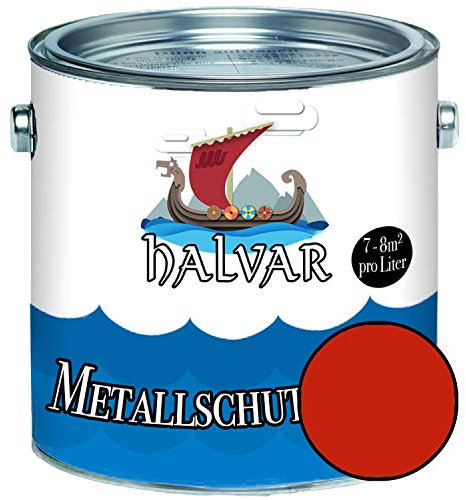 Halvar Metallschutzlack MATT Rot RAL 3000-3031 Metallfarbe besonders robuster Kunstharzlack Wetterbeständig & perfekter Langzeitschutz Metall (1 L, RAL 3020 Verkehrsrot)