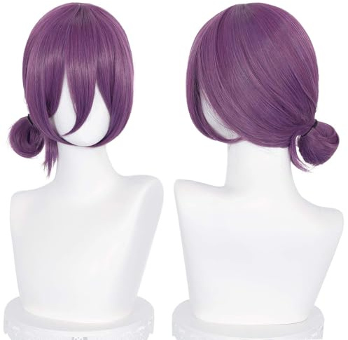 Lila Perücke für Cosplay Perücke Damen Halloween Party Rollenspiel Haar mit Pony