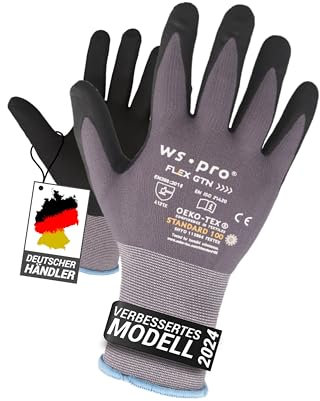 Trevendo 12 Paar Arbeitshandschuhe WS-Pro Flex GTN - Montagehandschuhe - Gartenhandschuhe - atmungsaktiv - flexibel - für Damen und Herren - Größe 7