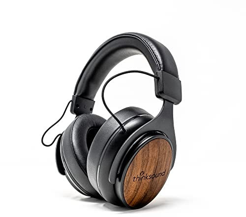 thinksound ov21 Wired Closed Back Headphones with Mic - Made with Sustainably Harvested Wood - Built for Music Enthusiasts, Audiophiles, Podcast Creators and Studio Professional