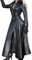 Hebezn Damen PVC Leder Trenchcoat Jacke Mit Reißverschluss Sexy Kleid Body Clubwear Langer Lack-Mantel (Color : Black, Size : XXL)