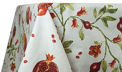 BIANCHERIAWEB Tischdecke mit Granatapfel-Design, für Küche und Wohnzimmer, hergestellt in Italien, 100% Baumwolle, 140 x 140 cm