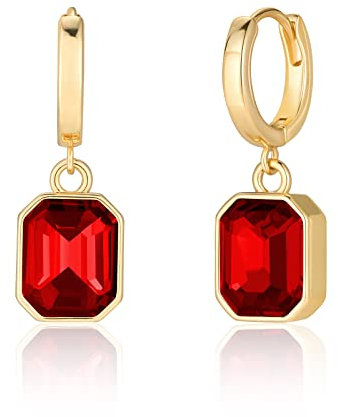 Secroma Creolen Ohrringe Gold für Damen - 18 Karat Vergoldete Ohrringe Klein, Hypoallergene Geburtsstein Kristall Creolen Gold, Schmuck Geschenke für Frauen und Mädchen
