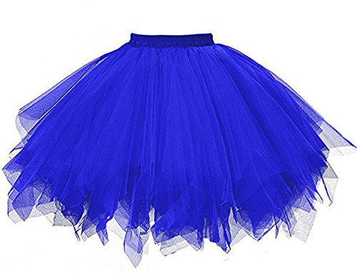 Tüllrock Damen, Damen Tüllrock Tutu Unterrock 50Er Petticoat RöCke,Vintage Ballettrock Mesh Tanzen Rock Minirock, Blau, Einheitsgröße
