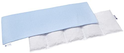 Medi Partners Kirschkernkissen 60x20cm 800g 100% Baumwolle Waffle 5 kammern Körnerkissen groß Öko Natur Wärmekissen Kältetherapie abnehmbarer Bezug (Hellblau)