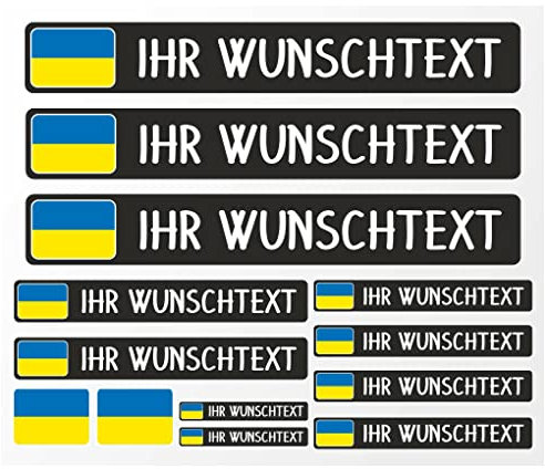 Samunshi® Fahrrad Namensaufkleber Ukraine Flagge - Name für Auto Motorrad Fahrrad Helm - Aufkleber Sticker Set personalisiert - Tuningaufkleber