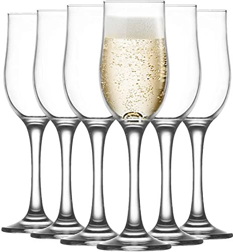Tradineur - Set de 6 copas champán Nevakar - Capacidad 195 ml - Aptas para lavavajillas - Tamaño: 20,5 x 5,4 cm
