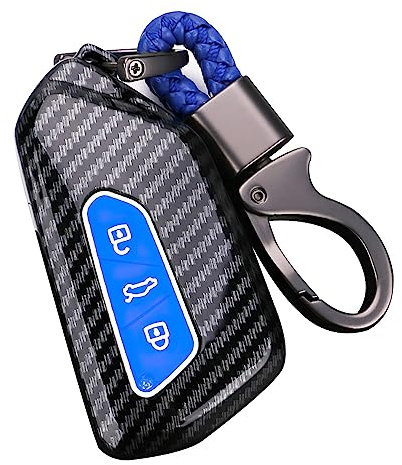 ontto Autoschlüssel Hülle Passt für Skoda Octavia A8 MK8 für Seat Leon FR Mk4 Cupra Formentor für VW Golf 8 ID.4 ABS Schutzhülle Schlüsselhülle Schlüsselanhänger Schlüsseletui Schlüsselcover-D Blau