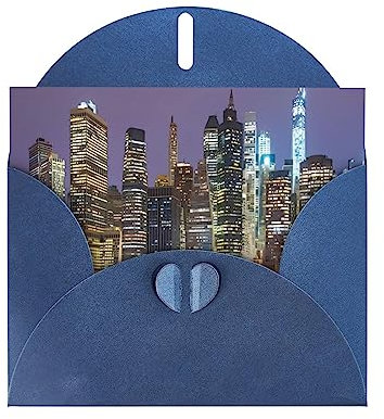 Blaue New York City hochwertige Perlpapier-Grußkarte: >> 10,2 x 15,2 cm, für Geburtstagskarte, Party-Einladungskarte