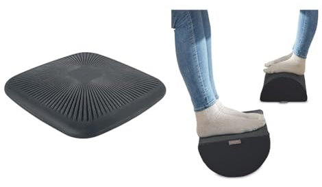 Leitz Ergo Set Active Balance-Sitzkissen, Ergonomisches Kissen für Bürostühle Schreibtisch-Fußstütze, ideal im Home Office, Schaumstoff mit Stoffbezug, IGR-Zertifiziert, 65390089 + 53710089