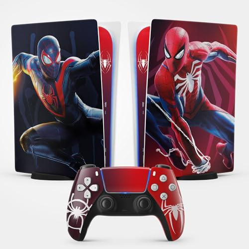 Sticker PS 5 Spider, Autocollant PS 5 Gaming, Console et Manette, Edition Standard Digital, Skin Miles Moralles (1 Manette)