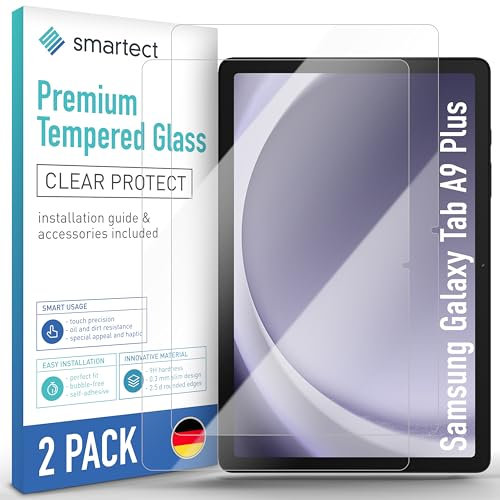 smartect Cristal Templado [2 Piezas, Clear] para Samsung Galaxy Tab A9 Plus, Protector de Pantalla HD Antiarañazos, Sin Burbujas, Dureza 9H, 0.3mm Ultra Transparente, Ultra Resistente