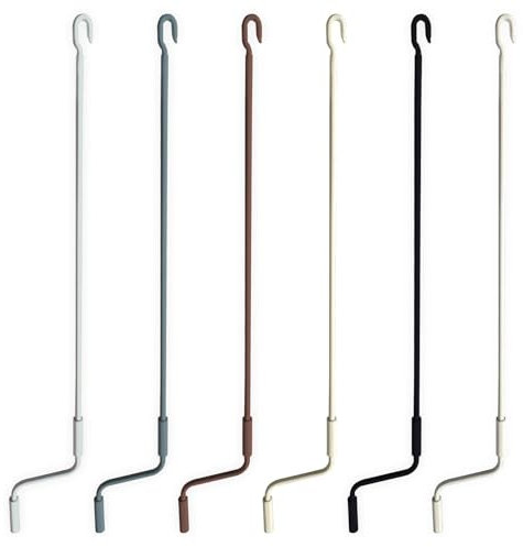 Manovella per Tende da Sole in Ferro Zincato con Diametro 1,5 cm e Lunghezza da 100 a 250 cm. Comoda Impugnatura Ergonomica in Plastica. Asta di Manovra per Tende da Sole (NERO,180 CM)