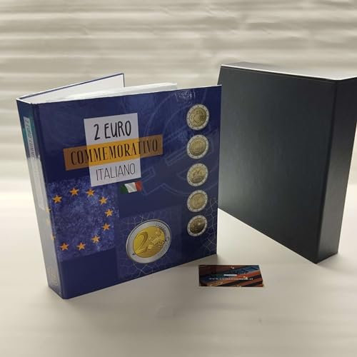 Münzalbum Italien 2 Euro Gedenkmünzen mit Hüllen, Ringbuch Sammelmappe, Handgefertigte Numismatik Aufbewahrung