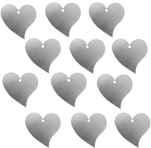 Rostikal Herzanhänger aus Metall 5cm – 12er Set Herzen zum Selbstgestalten - Vielseitige Deko für Hochzeit, Fenster, Tür & Garten, Ideal zum Basteln & Bemalen