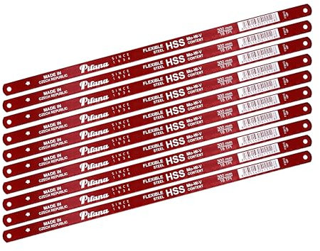 PILANA HSS FLEXIBLE Lot de 10 lames de scie à main pour métal, 300 mm, 18 dents par pouce