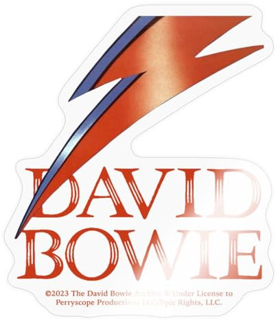 Spreadshirt David Bowie Schriftzug Rot Mit Blitz Sticker Aufkleber, 10 x 10 cm, Transparent glänzend