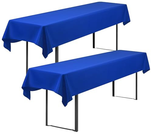Showgeous 2 Stück Biertisch Tischdecke universal für 50cm u.70cm Biertische Hussen für Biertisch Biertischhussen Biertisch-Husse Bierzeltgarnitur Rechteckige Tischdecken Waschbar 100x250cm(Königsblau)