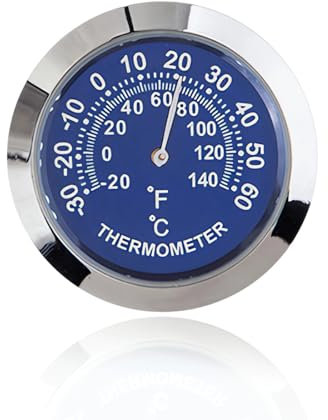 Mini termometro per auto, 1 Pezzi Termometro per Auto Indicatore di Temperatura, Mini termometro, Indicatore di Temperatura analogico Meccanico, con adesivo per colla, blu, Diametro 37 MM