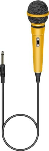 SoundLAB Dynamic Unidirectional Karaoke Microphone With Fixed 6.35mm Jack Lead 3m Length For Singing, Presentations, Practice, Home Party, Celebration, Perforamce, Kids, Adults, Portable White
