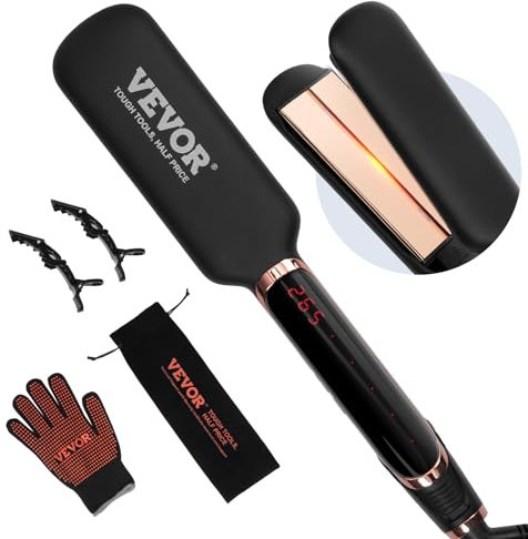 VEVOR Plancha de Pelo Plancha Plana de Titanio 2 pulgadas con Tecnología Infrarroja Iones Negativos Plancha Plana de Calentamiento Rápido con Pantalla LCD 11 Niveles de Temperatura para Viajes Casa