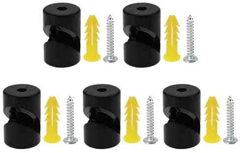 Create idea 5 Juegos Descentralizadores Alambre Negro con Tornillos Tubo de Expansión Pared Techo Cable Descentralizador V Gancho Accesorio Cable Clip de Plástico