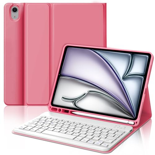 WAVATA Tastiera per iPad Air 11 M2/M3 (2024/2025), Custodia Tastiera per iPad Air 5/ Air 4, iPad Pro 11 4/3/2/1 Generazione Staccabile Italiano QWERTY Layout Bluetooth, Begonia Red