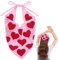 hoyuwak Häkel-Kopftuch, Bandanas, Herz, Stirnbänder, Haarschal, Kopfbedeckungen, rosa Haarschmuck für Damen, Haarstyling, Valentinstag, Urlaub, Dekoration