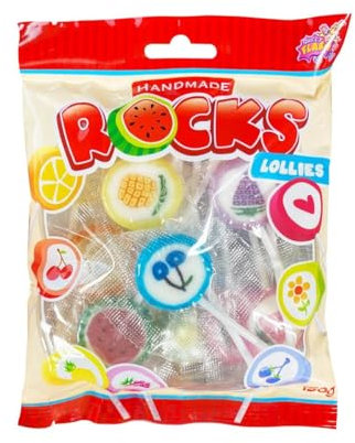 Rocks Lollies 150g – Handgemachte Lollies mit Fruchtgeschmack, einzeln verpackt – Bunte Motive, ideal für Kinder & Erwachsene (1)