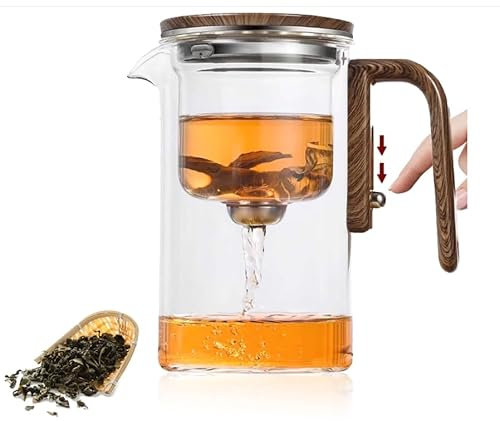 We Make Hope 800 ml Glass Teapot with Infuser, Magic Enchanti Tea Pot, Tea Maker Teapot with Wooden Handle for Coffee and Loose Tea