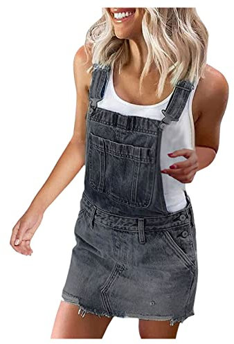 Salopette in denim per le donne UK Breve Oversize pagliaccetto casual mimetico gonna corta moda stampa mimetica gonna tuta con cinturino regolabile confortevole orlo sfilacciato tutina abiti da