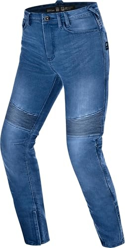 SHIMA Zenith Motorrad Jeans Damen mit Protektoren GFLEXX Knieprotektoren Motorradhose Kurzgrößen Hosen für die Frau Protektorenhose Textilhose Urban Stretch Jeanshose Lang (Frauen, Blau, 26/32)