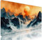 Grand Tapis de Souris XXL Jaune Tapis Bureau avec Base Anti-Dérapage, Design Durable et Imperméable, sous Main à Bords Cousus Clavier Mouse Pad Coucher Soleil 600x300x3mm pour Gamer PC Portable d-600