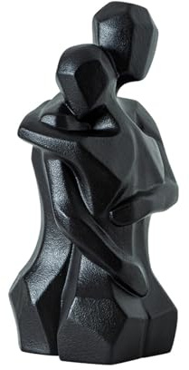Tauzveok Schwarz Deko Couple Skulptur, Modern Abstract Kunst Geometrie Skulpturen Keramik Deko Statue Dekoration Zuhause, Bar,Bücherregal,Schlafzimmer, Schreibtisch Dekor,Schwarz