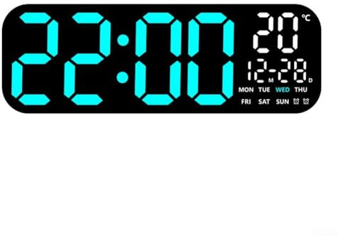 Reloj digital fácil de usar con formato de 24 horas y temporizador, perfecto para entornos ocupados como cocinas o gimnasios (azul)