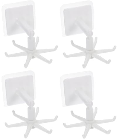 Toyvian 4 piezas Soporte Giratorio Multiusos para Utensilios de Cocina Ganchos Adhesivos Resistentes para Cucharón Espátulas y Cucharas Fácil Instalación Diseño Plegable para Organización