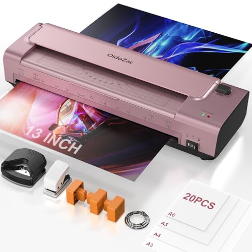 OidoZac 13 Inch Laminator Machine, A3 Personal Laminator Kit for Teachers with 20 Laminating Sheets, Hot Cold Thermal Lamination 11x17 with Anti-Bend Plate, ABS Anti-Jam & 20dB Quiet for Office School