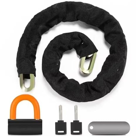 Candado Moto Cadena Candado para Bicicleta de 4KG, Cadena antirrobo Resistente con candado, Seguridad para Motocicleta, E-Scooter, Dos Llaves codificadas Candado Moto(Orange)