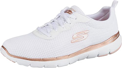 Skechers Femme Flex Appeal 3.0-First Insight Baskets, Blanc (White Mesh/Rose Gold Trim Wtrg), 38 EU