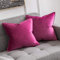 MIULEE 2er Set Samt Kissenbezug Flansch Kissenhülle Dekorative Sofakissen Dekokissen Umwickelte Kante Kissenbezüge Zierkissenbezug für Sofa Wohnzimmer Schlafzimmer 45x45 cm Rose Rot