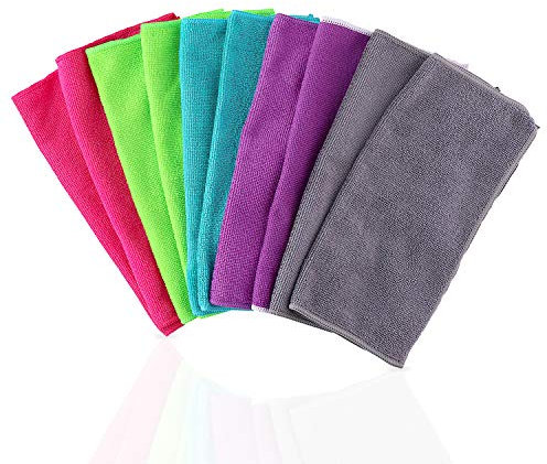 Invero 10 Piece Multi-Purpose Microfibre Dust Cleaning Drying Duster Washable Cloth Ideal for Polishing, Domestic Appliances, Cars, Windows, Bars, Offices and more