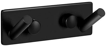 Ambrosya - Porte-Serviettes en Acier Inoxydable en Noir - Porte-Crochet Salle de Bain (Acier Inoxydable (Noir), 2 Crochets)