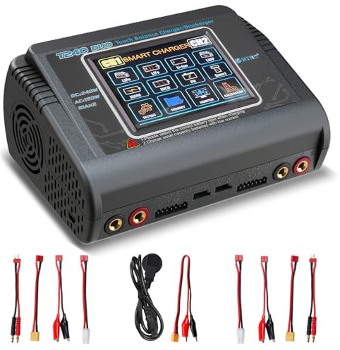 HTRC T240 DUO Lipo Battery RC Balance Charger/Discharger for Lilon LiPo LiFe LiHV NiCd NiMH PB Smart Battery Touch Screen Dual Channels Charger AC 150W / DC 240W 10A