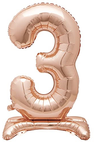 Unique Party 59593 - Riesen Stehen Nummer 3 Ballon - 76 cm - Roségold