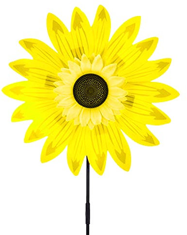 LICHENGTAI Sonnenblume Windrad Große Metall Sonnenblume Zwei-Wege-Windskulptur für EIN visuelles Festessen im Hof, Windmühle Wind Spinner für Rasen Garten Hof Outdoor Dekoration, Gelb