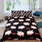 Homemissing Kinder Schwein Bettbezug Set Schöne Tiere Muster Dekor Bettwäsche Set 135x200cm für Mädchen Roter Bogen Rosa Schweine Betten Set Süßes Schweinchen Drucken Schwarz mit 1 Kissenbezug 2St