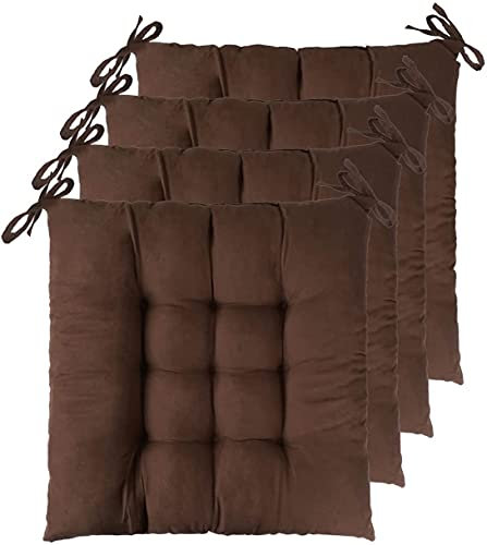 Pack 6 Unidades Cojines para Silla, 40X40 CM, Relleno de Algodón, Ideal para la Decoración de Cocina y Sala, Fabricado en España (6 Unidades, Marrón)